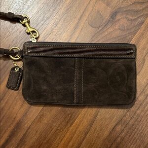 Coach Brown Suede Wristlet